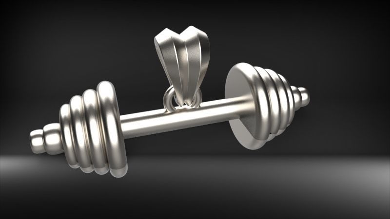 Dumbell Barbell Weightlifting Fitness Pendant Necklace 3D print model_37
