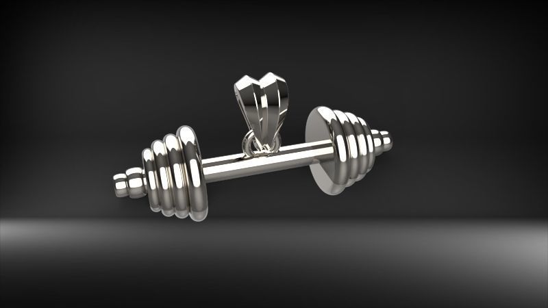 Dumbell Barbell Weightlifting Fitness Pendant Necklace 3D print model_34