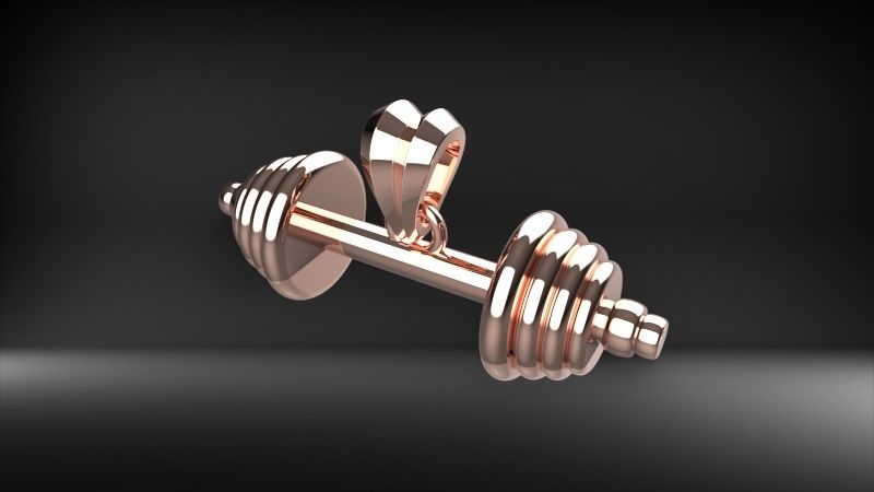 Dumbell Barbell Weightlifting Fitness Pendant Necklace 3D print model_24