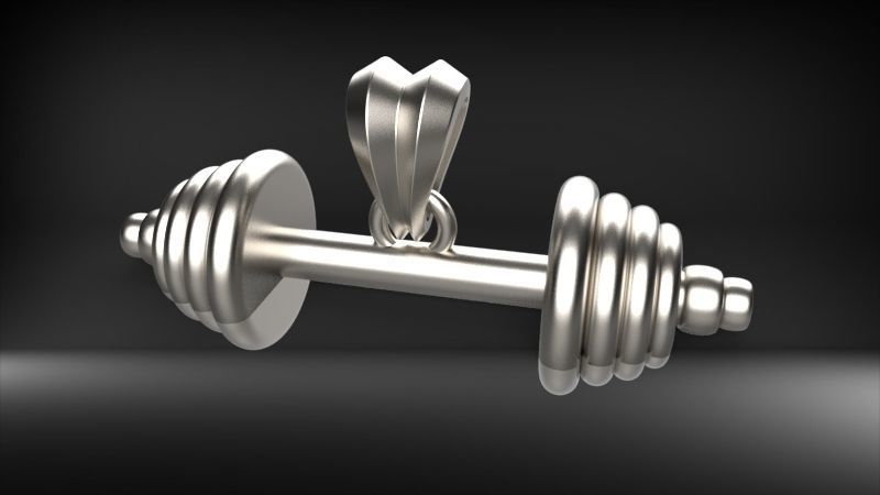 Dumbell Barbell Weightlifting Fitness Pendant Necklace 3D print model_38