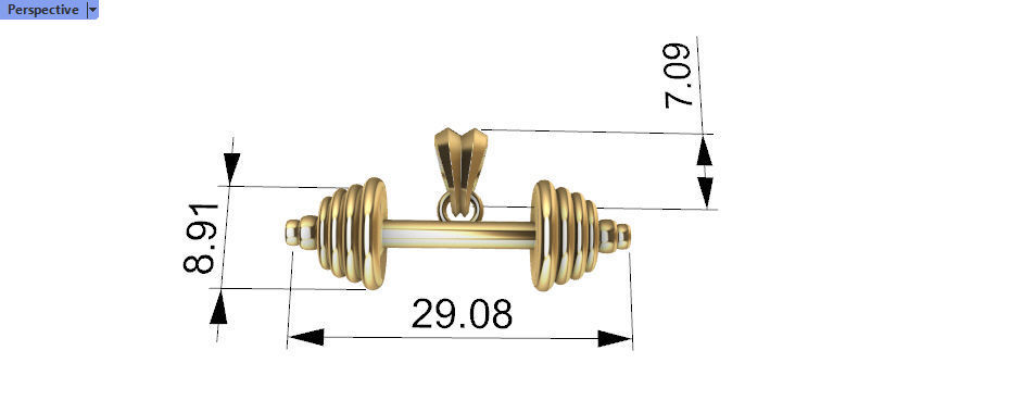 Dumbell Barbell Weightlifting Fitness Pendant Necklace 3D print model_45