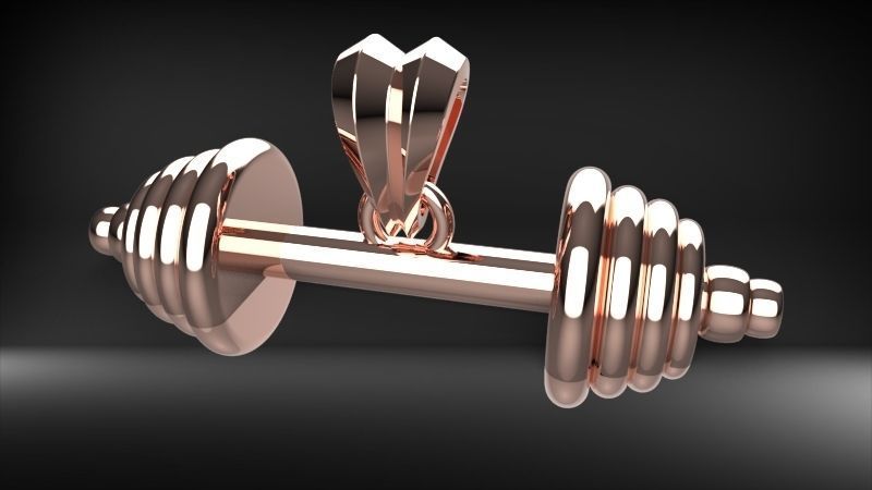 Dumbell Barbell Weightlifting Fitness Pendant Necklace 3D print model_21
