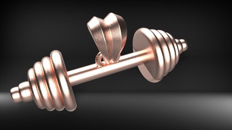 Dumbell Barbell Weightlifting Fitness Pendant Necklace 3D print model_26