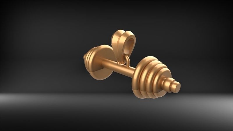 Dumbell Barbell Weightlifting Fitness Pendant Necklace 3D print model_12