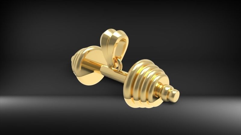 Dumbell Barbell Weightlifting Fitness Pendant Necklace 3D print model_5
