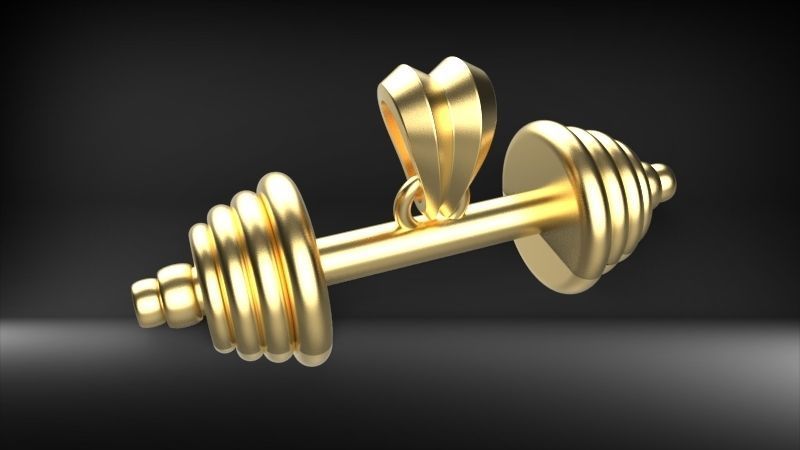 Dumbell Barbell Weightlifting Fitness Pendant Necklace 3D print model_17