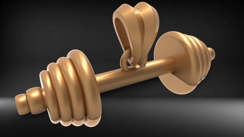 Dumbell Barbell Weightlifting Fitness Pendant Necklace 3D print model_10