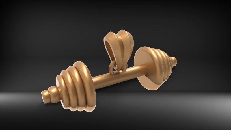 Dumbell Barbell Weightlifting Fitness Pendant Necklace 3D print model_9