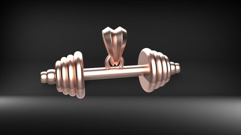 Dumbell Barbell Weightlifting Fitness Pendant Necklace 3D print model_27