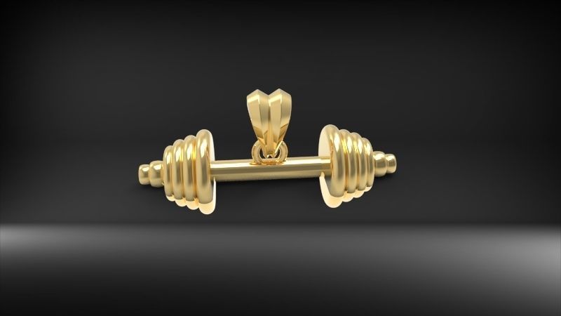 Dumbell Barbell Weightlifting Fitness Pendant Necklace 3D print model_2