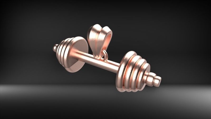Dumbell Barbell Weightlifting Fitness Pendant Necklace 3D print model_25