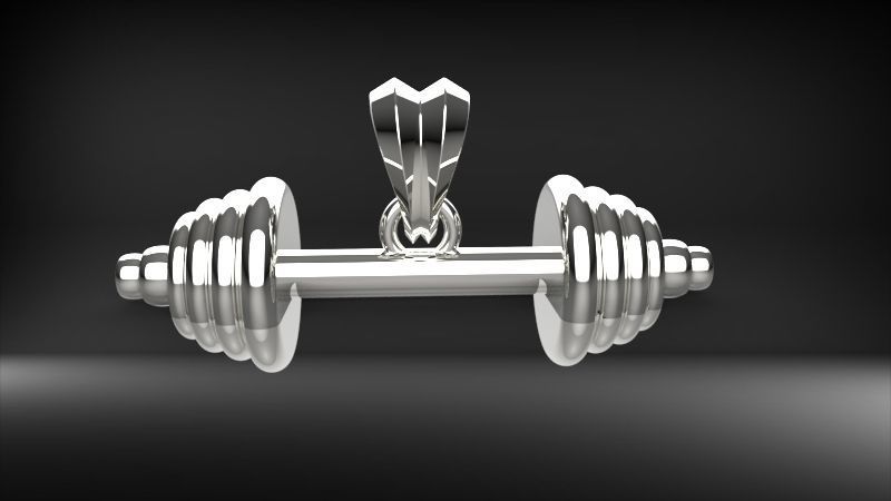 Dumbell Barbell Weightlifting Fitness Pendant Necklace 3D print model_42