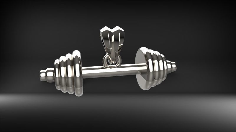Dumbell Barbell Weightlifting Fitness Pendant Necklace 3D print model_28