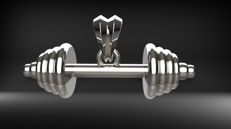 Dumbell Barbell Weightlifting Fitness Pendant Necklace 3D print model_31