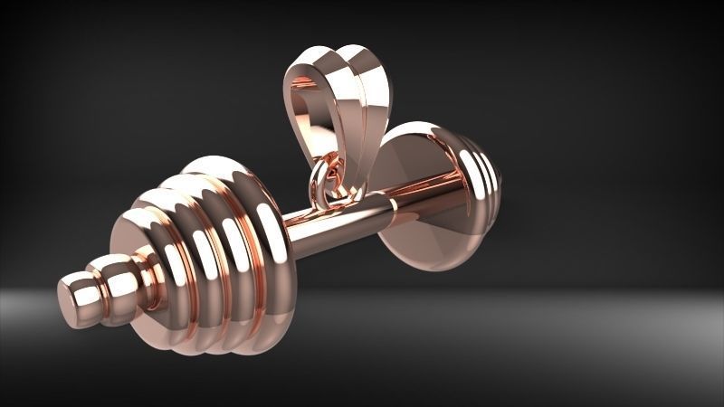 Dumbell Barbell Weightlifting Fitness Pendant Necklace 3D print model_41