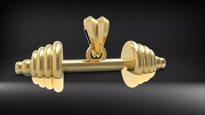 Dumbell Barbell Weightlifting Fitness Pendant Necklace 3D print model_0