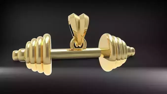 Dumbell Barbell Weightlifting Fitness Pendant Necklace 3D print model