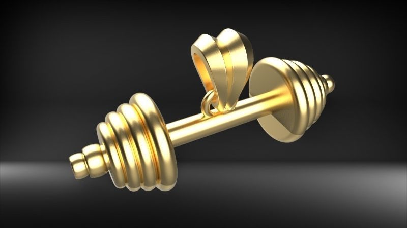 Dumbell Barbell Weightlifting Fitness Pendant Necklace 3D print model_15