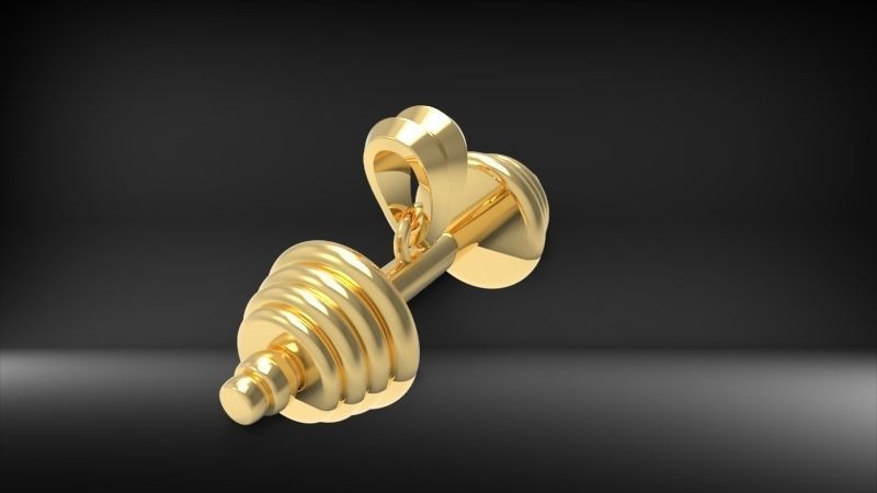 Dumbell Barbell Weightlifting Fitness Pendant Necklace 3D print model_3