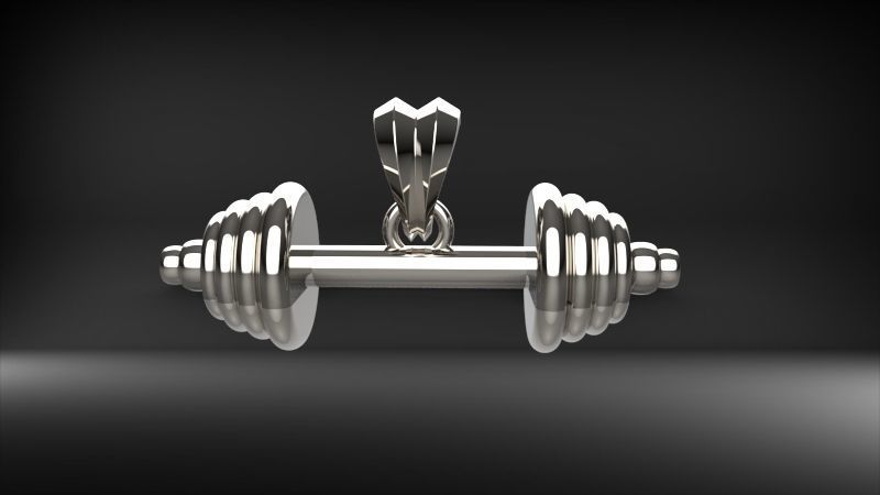 Dumbell Barbell Weightlifting Fitness Pendant Necklace 3D print model_30