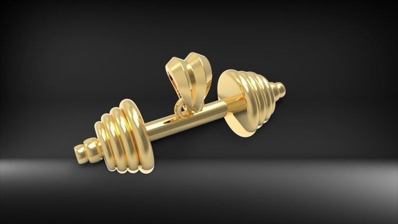 Dumbell Barbell Weightlifting Fitness Pendant Necklace 3D print model_6
