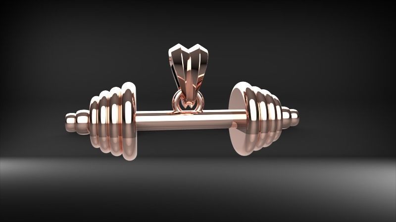 Dumbell Barbell Weightlifting Fitness Pendant Necklace 3D print model_23