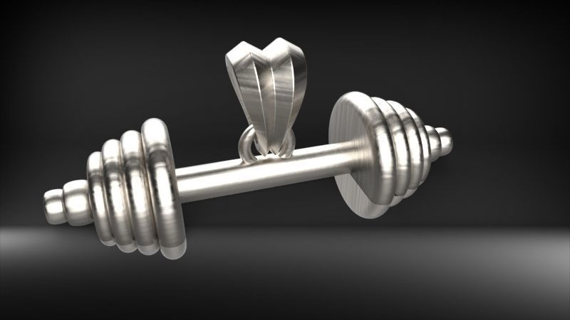 Dumbell Barbell Weightlifting Fitness Pendant Necklace 3D print model_36