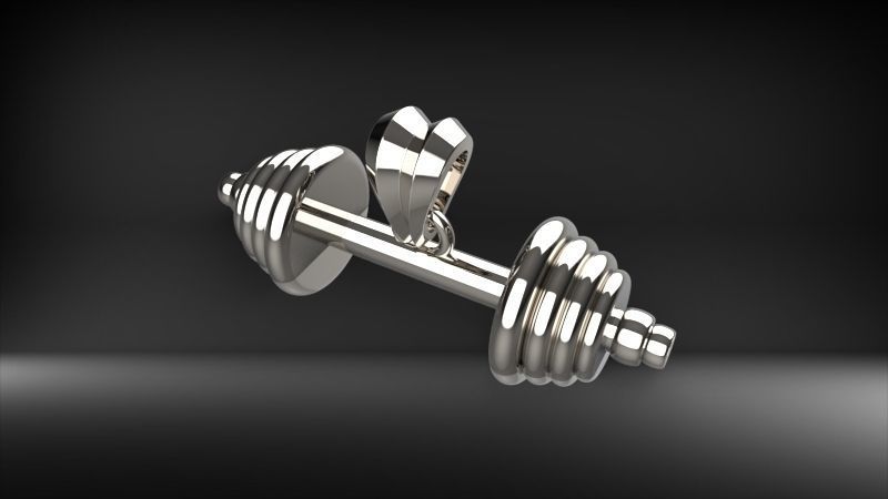 Dumbell Barbell Weightlifting Fitness Pendant Necklace 3D print model_29