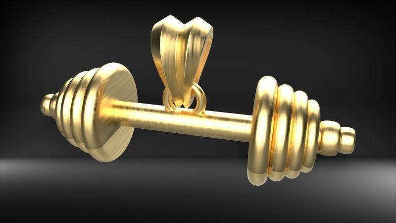 Dumbell Barbell Weightlifting Fitness Pendant Necklace 3D print model_20