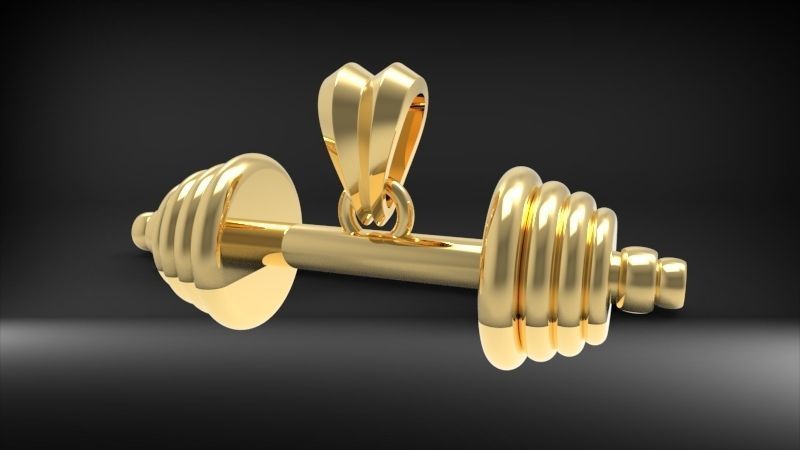 Dumbell Barbell Weightlifting Fitness Pendant Necklace 3D print model_1