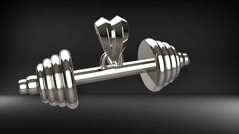 Dumbell Barbell Weightlifting Fitness Pendant Necklace 3D print model_35