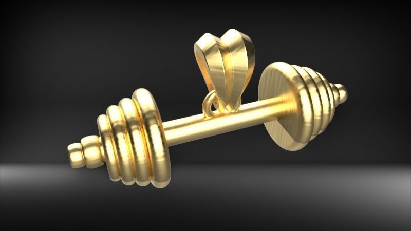 Dumbell Barbell Weightlifting Fitness Pendant Necklace 3D print model_18