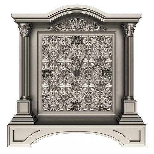 Classic Clock 016 Chrome Low-poly 3D model