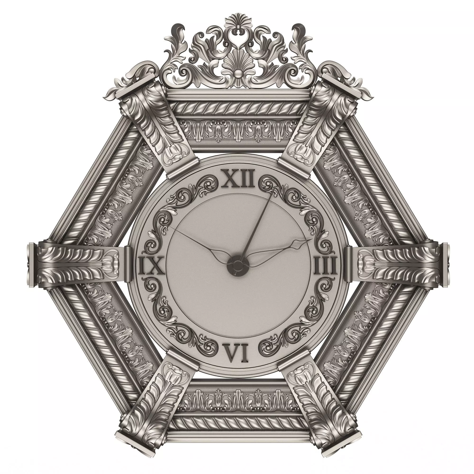 3D model Classic Wall Clock 17 Chrome VR / AR / low-poly | CGTrader