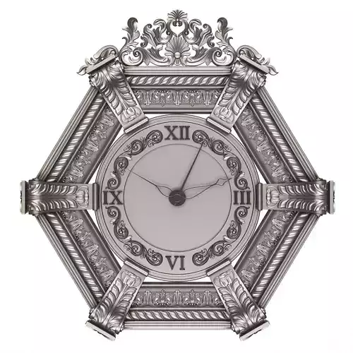Classic Wall Clock 17 Chrome Low-poly 3D model