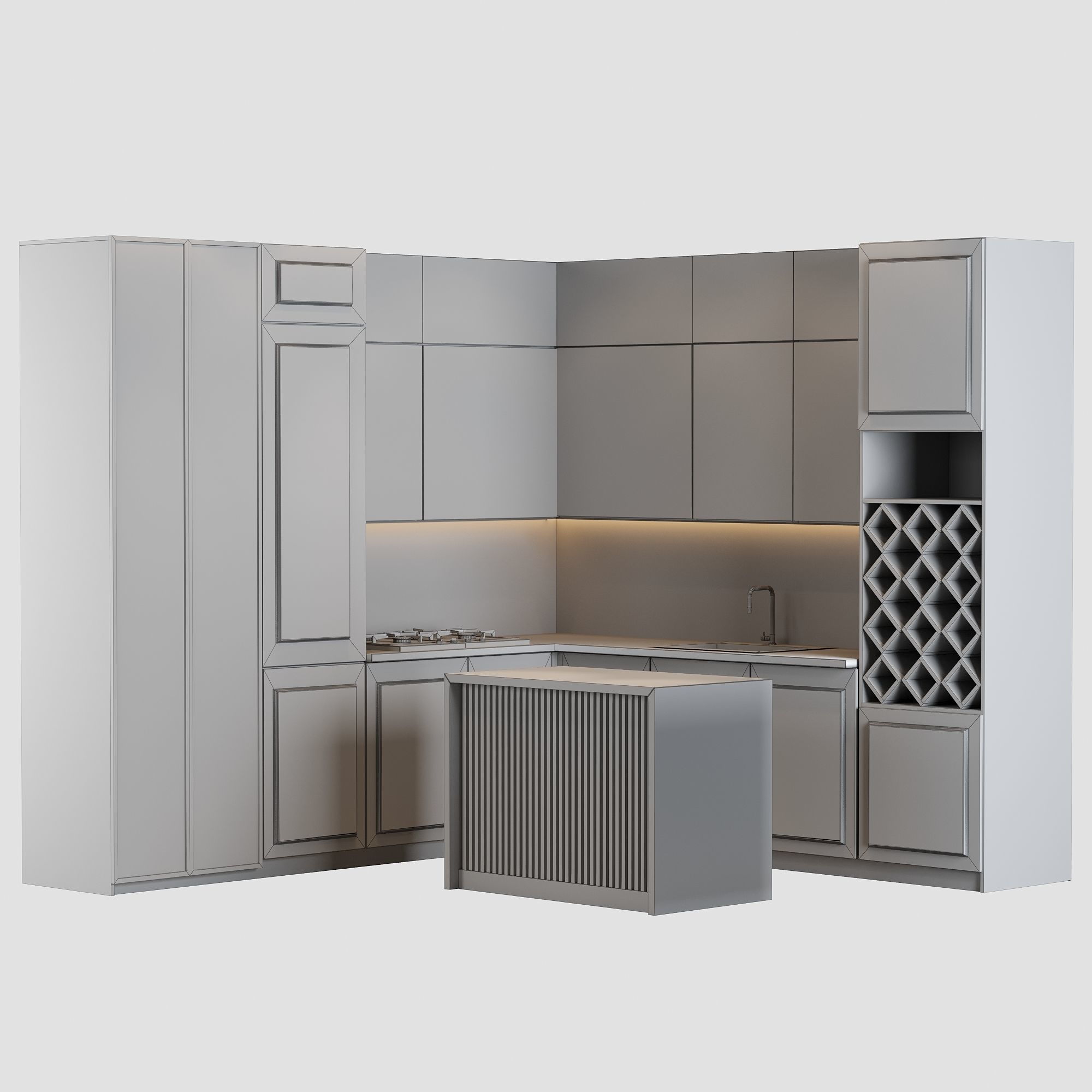 Kitchen Low-poly 3D model_7