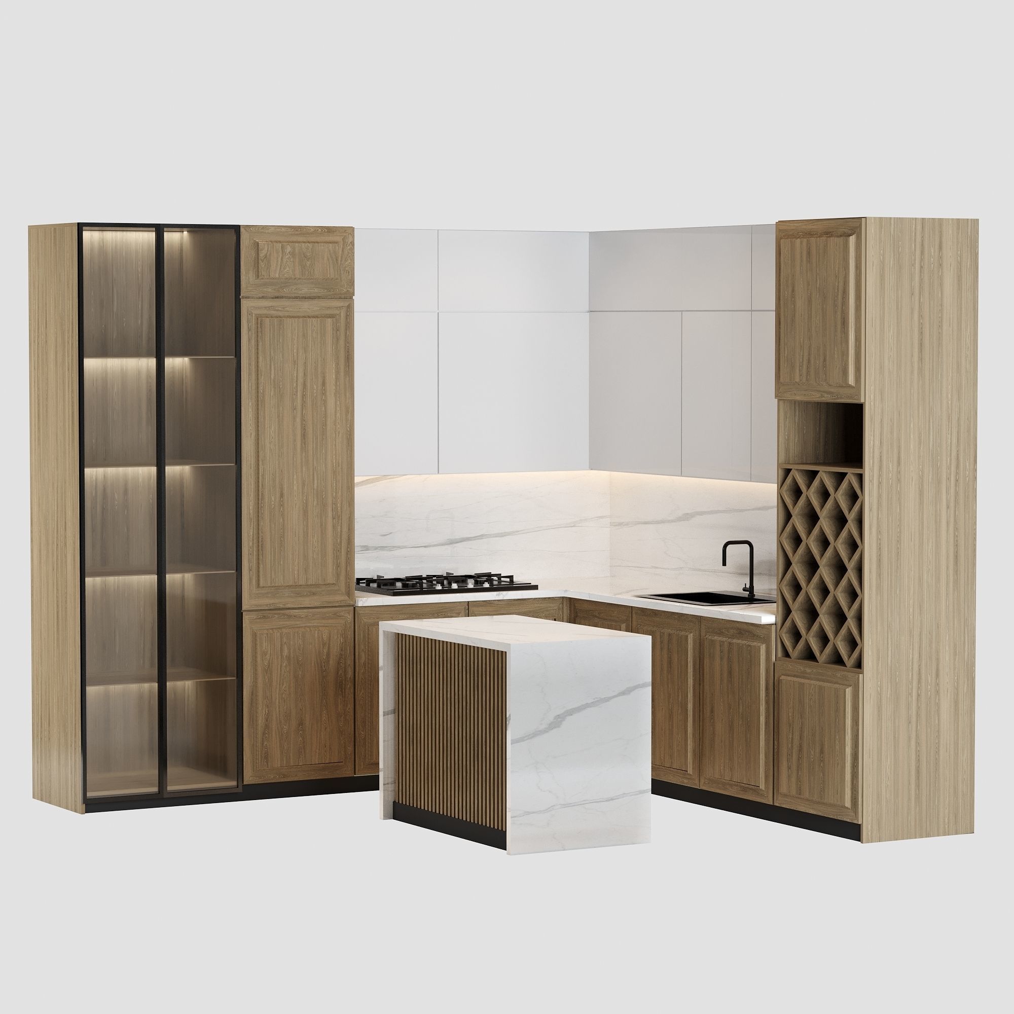 Kitchen Low-poly 3D model_1