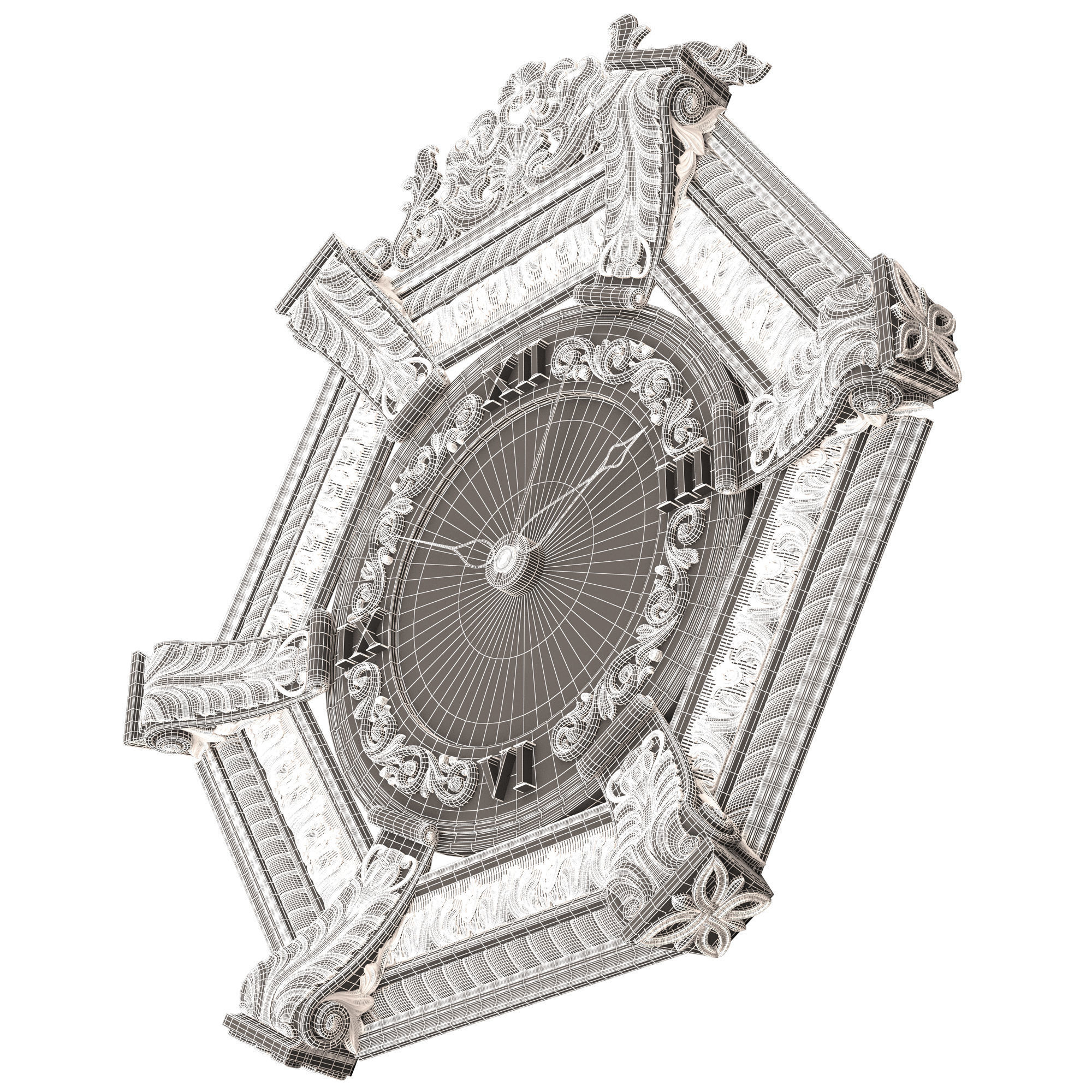 Classic Wall Clock 17 Gold Low-poly 3D model_10