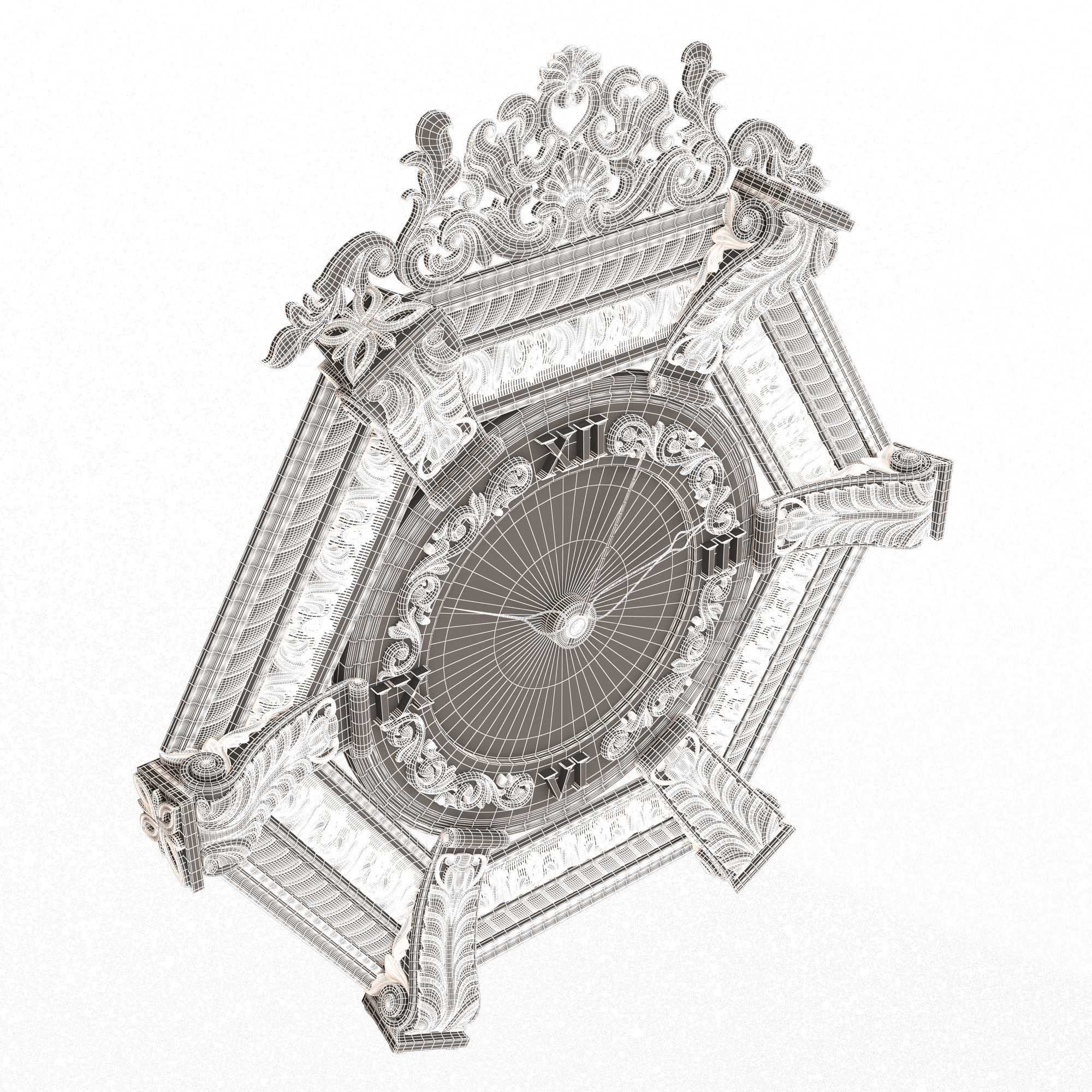 Classic Wall Clock 17 Gold Low-poly 3D model_7