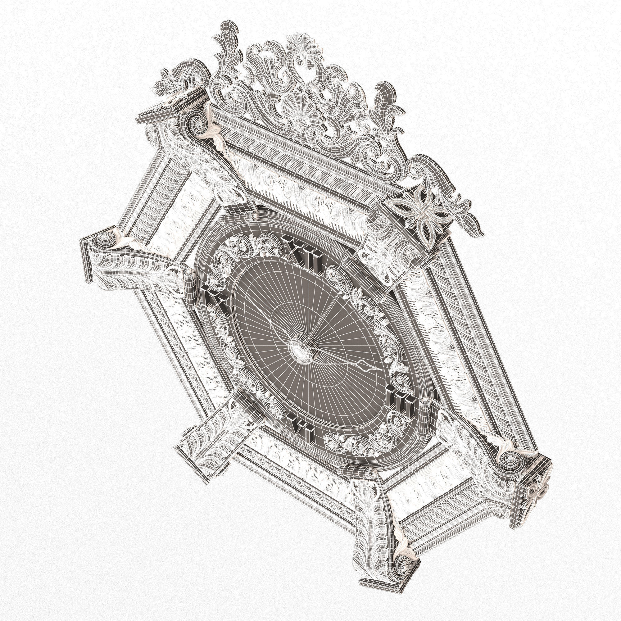 Classic Wall Clock 17 Gold Low-poly 3D model_8