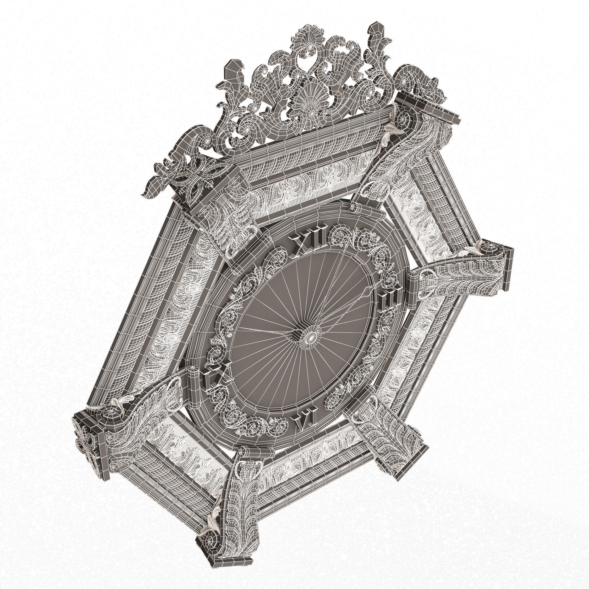 Classic Wall Clock 17 Gold Low-poly 3D model_13