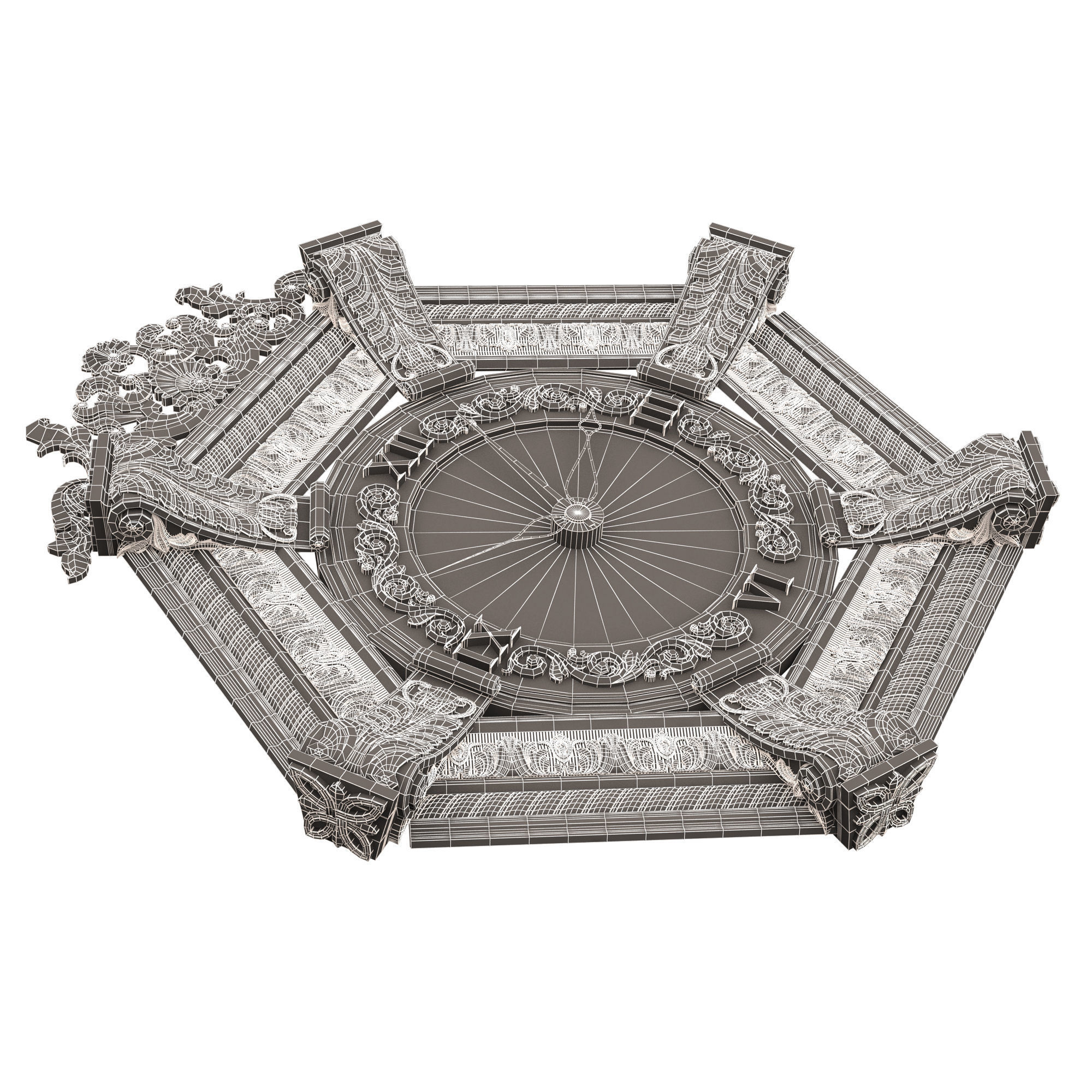 Classic Wall Clock 17 Gold Low-poly 3D model_17