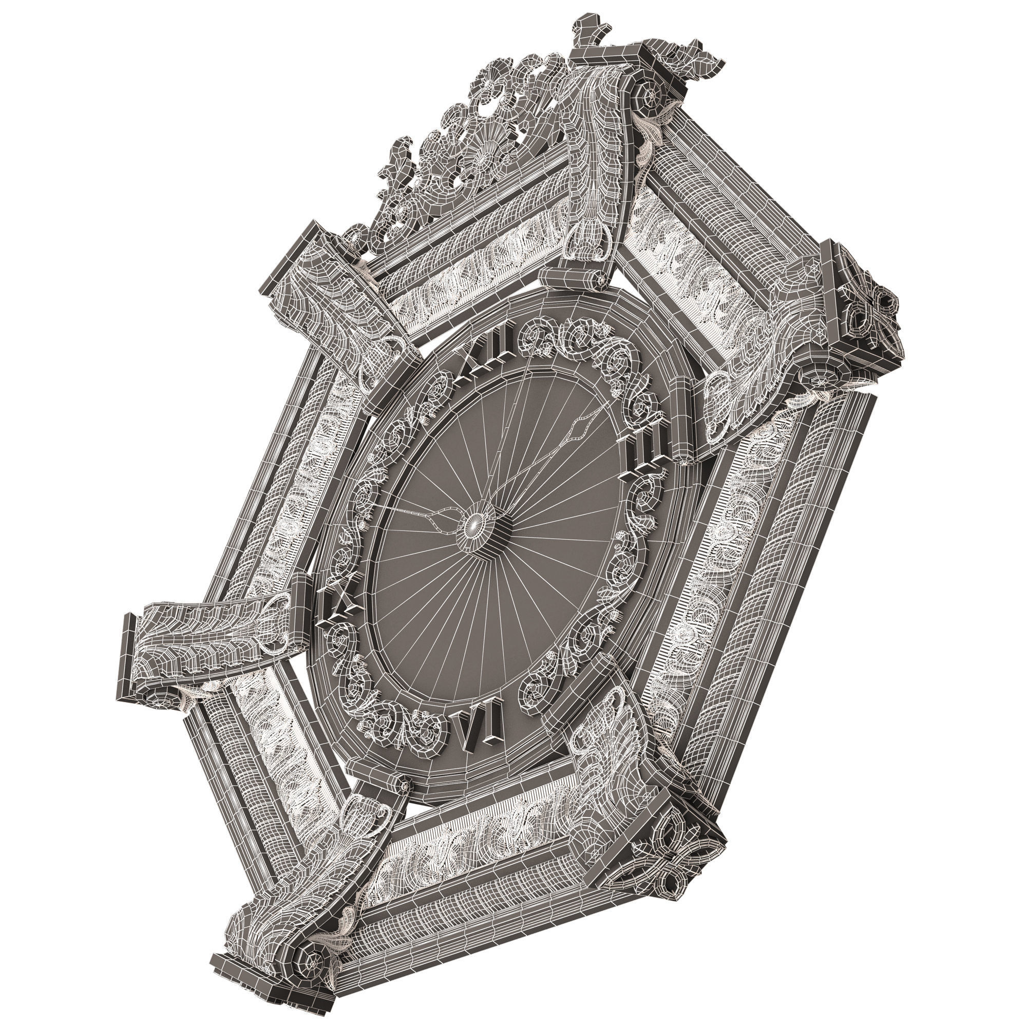 Classic Wall Clock 17 Gold Low-poly 3D model_16