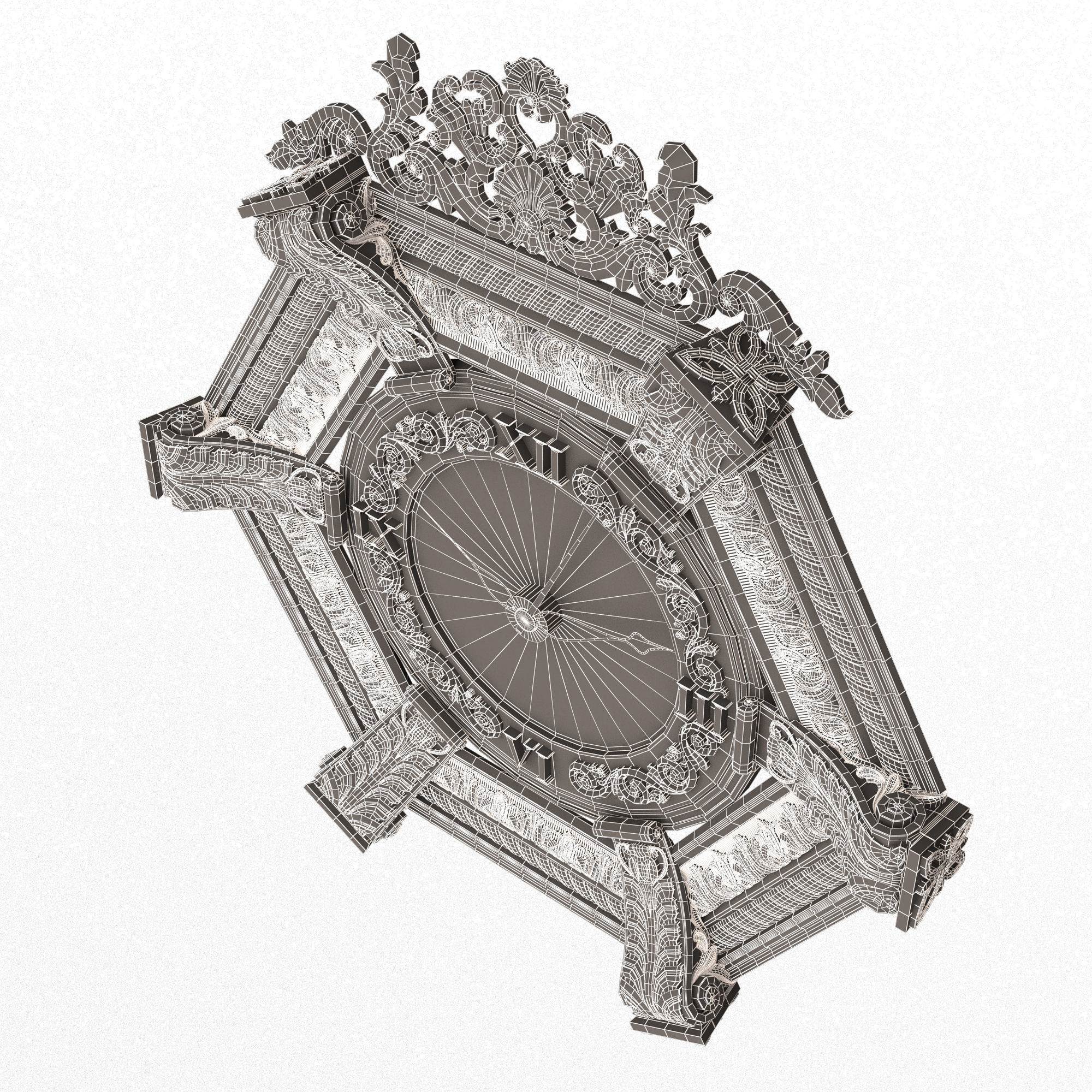 Classic Wall Clock 17 Gold Low-poly 3D model_14