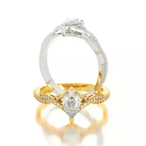 twisted engagement ring with pear shape stone 