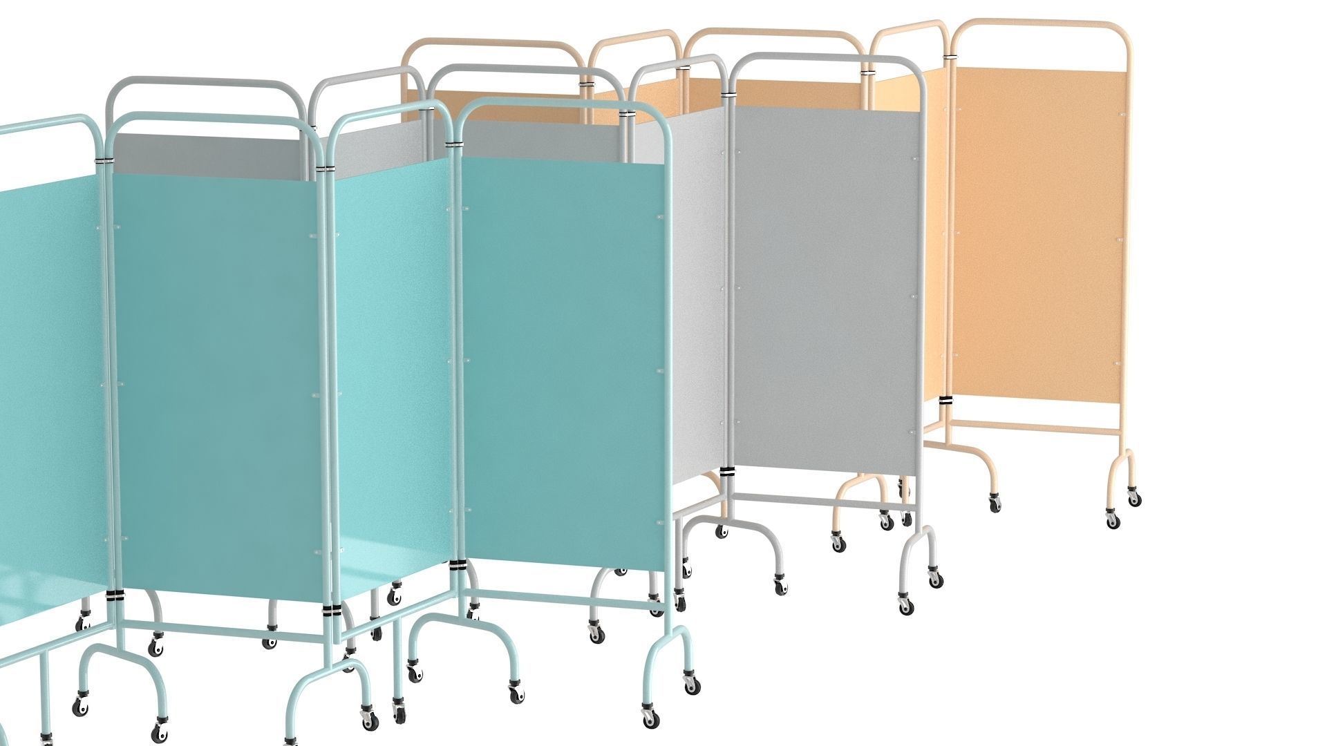 Mobile Folding Hospital Privacy Screen Collection 3D model_1