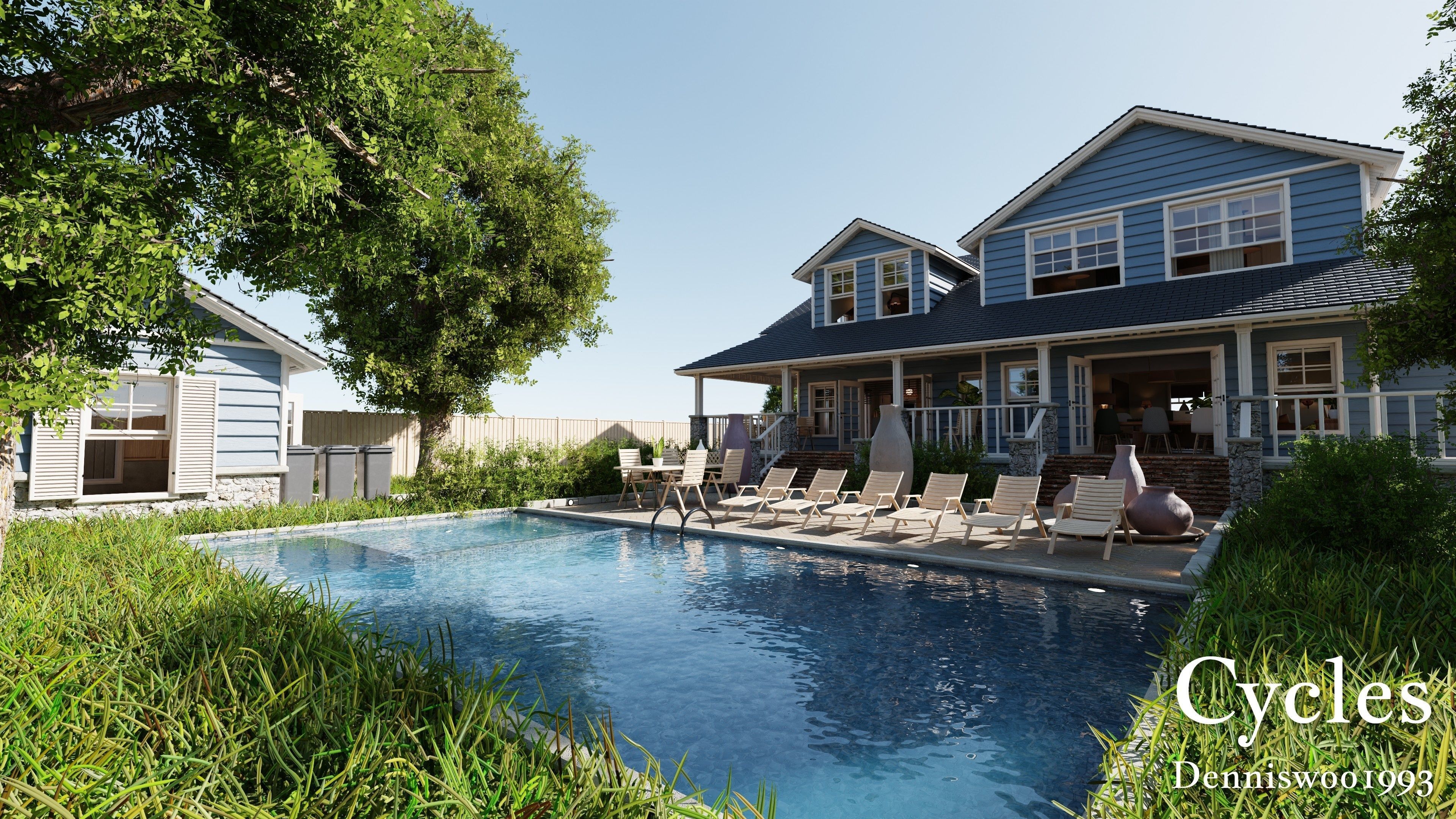 Modular Classic Style American House 16 Low-poly 3D model_9