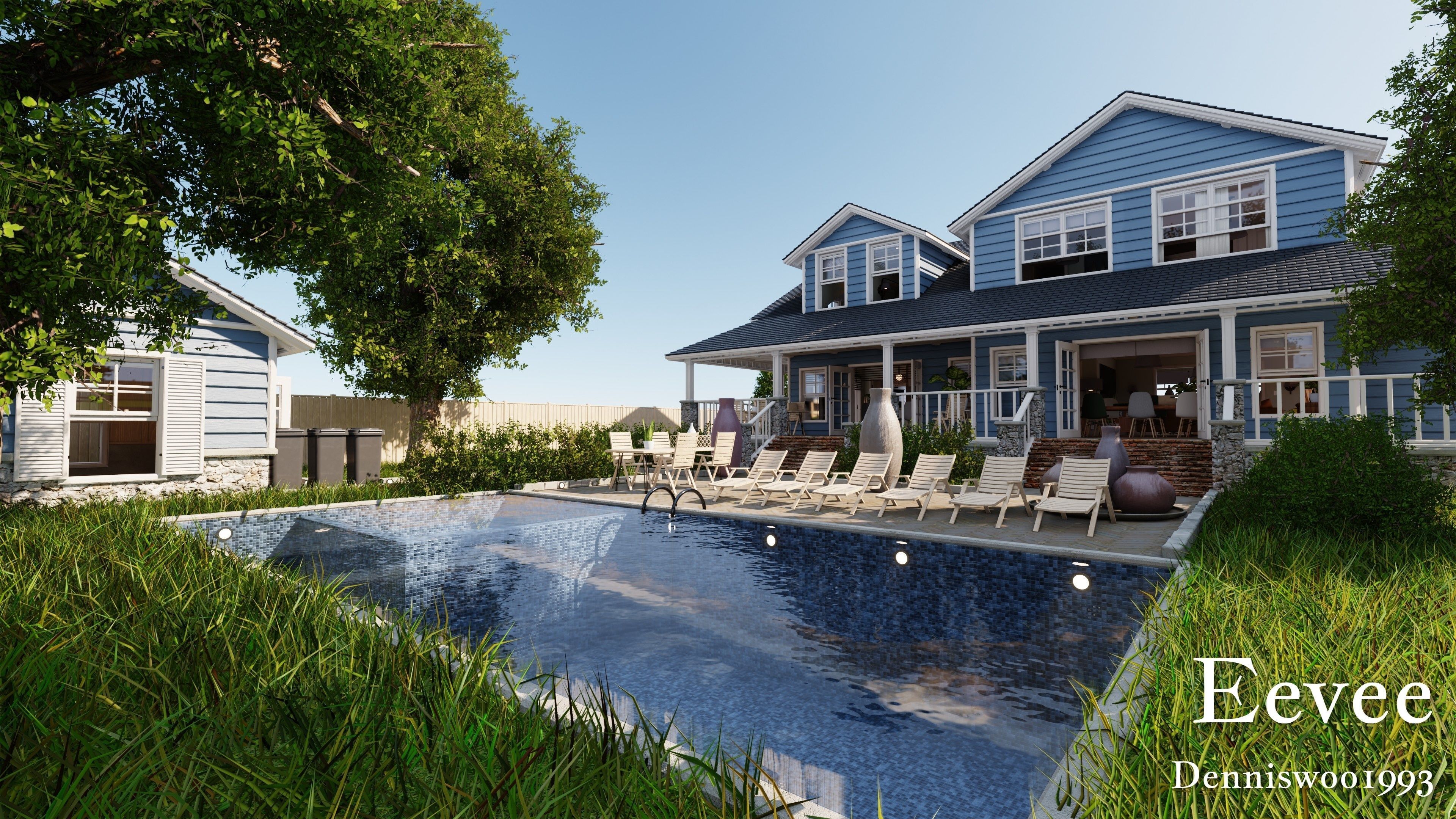 Modular Classic Style American House 16 Low-poly 3D model_35