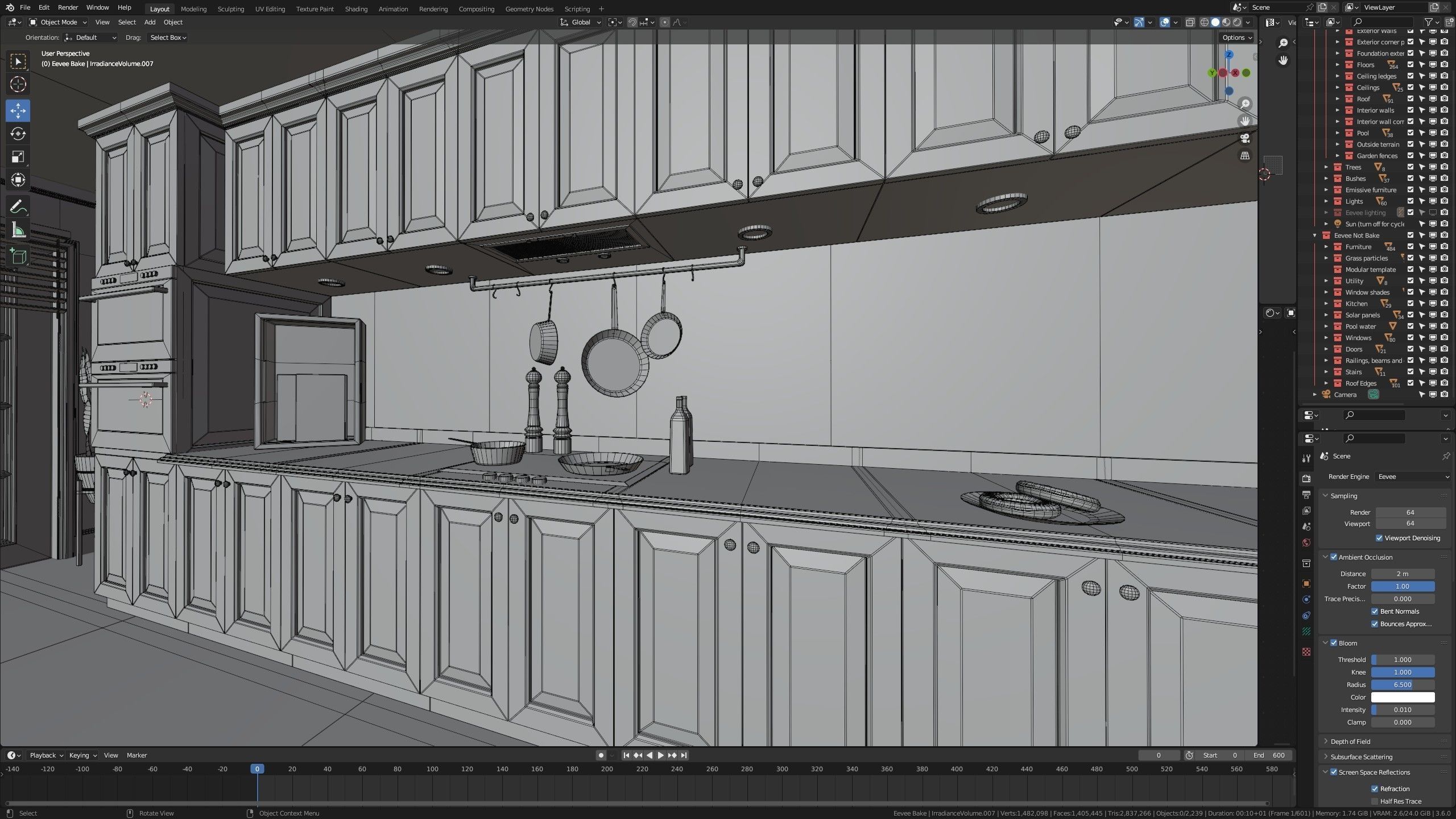 Modular Classic Style American House 16 Low-poly 3D model_48