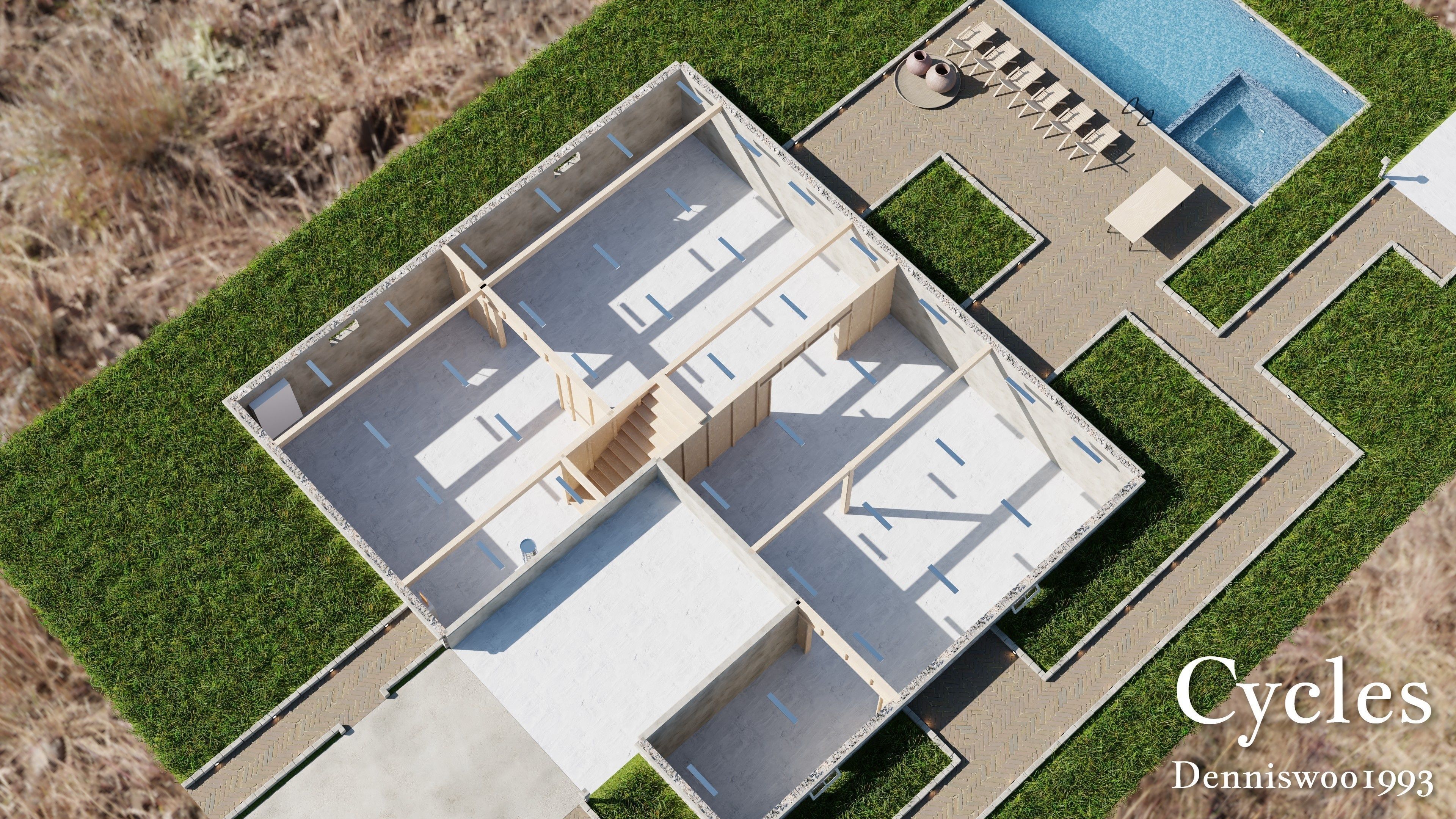 Modular Classic Style American House 16 Low-poly 3D model_4